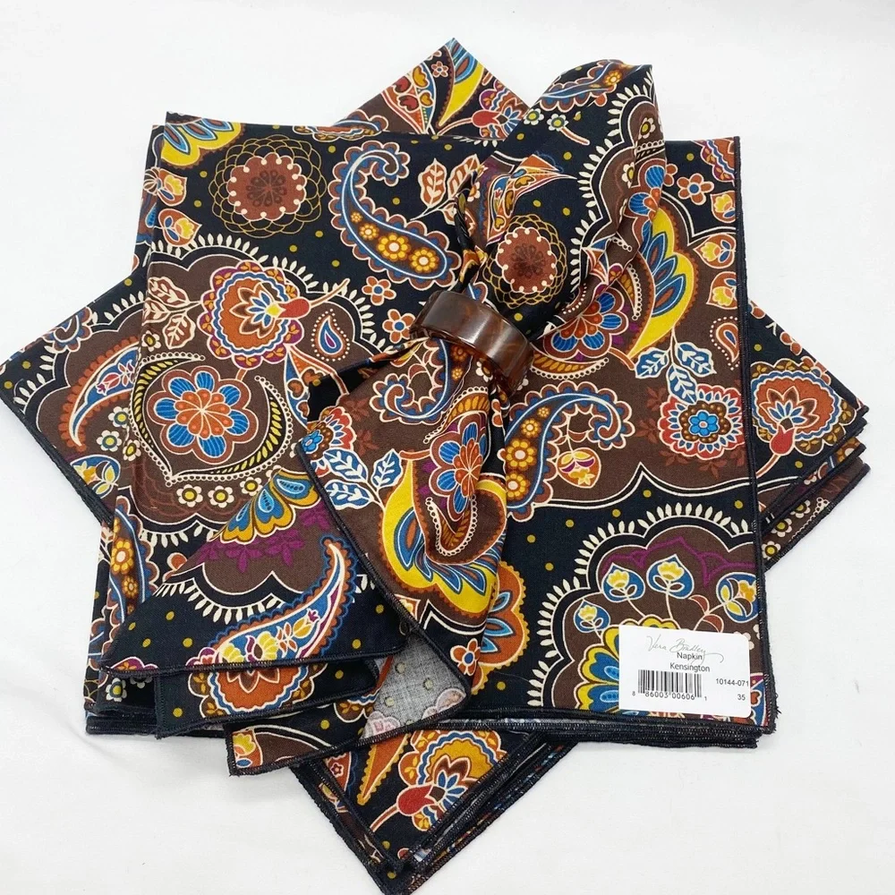 Vera Bradley Kensington Paisley Print Fabric Napkins Set of 4 New